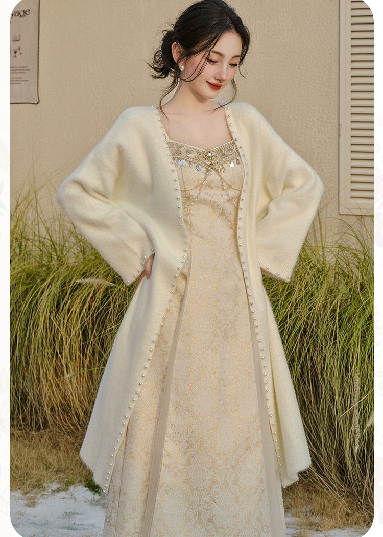 Adriata Pearl Chain Baroque Royalcore Dress