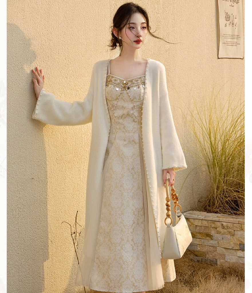 Adriata Pearl Chain Baroque Royalcore Dress